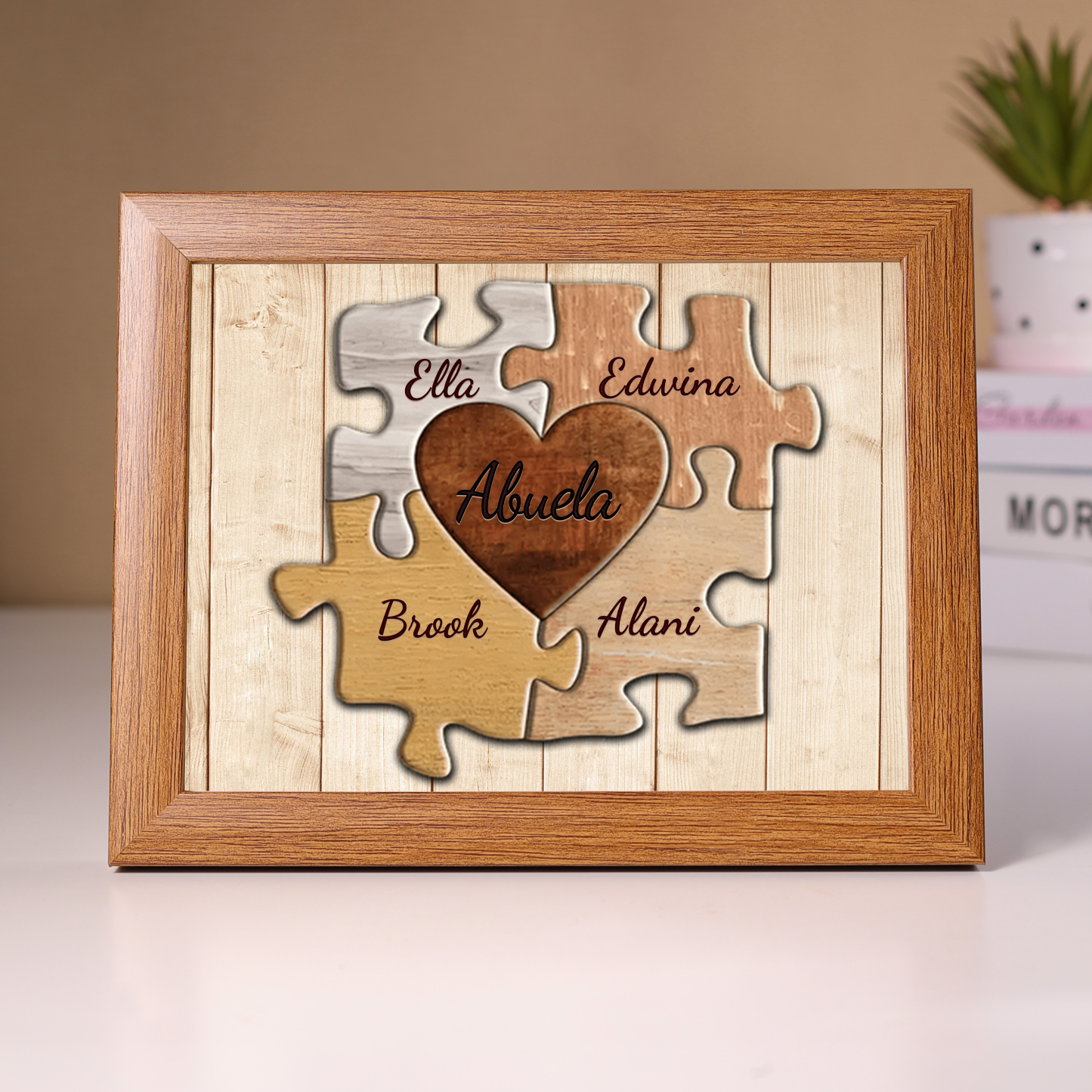 A mi abuela-Marco de 3-9 nombres personalizados rompecabezas de madera-Jessemade ES