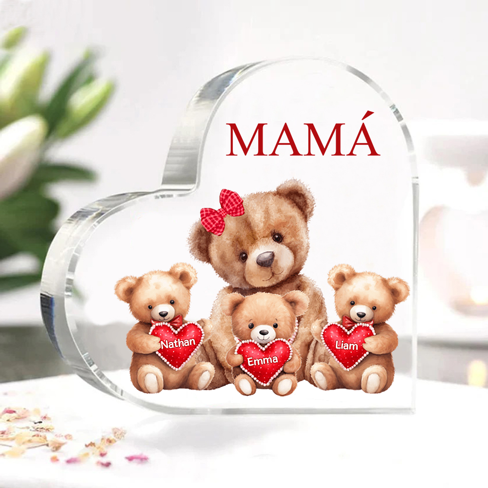 A mi mamá/abuela-Placa de acrílico "Nosotros" en forma de corazón 3 nombres y 1 texto personalizados-Jessemade ES