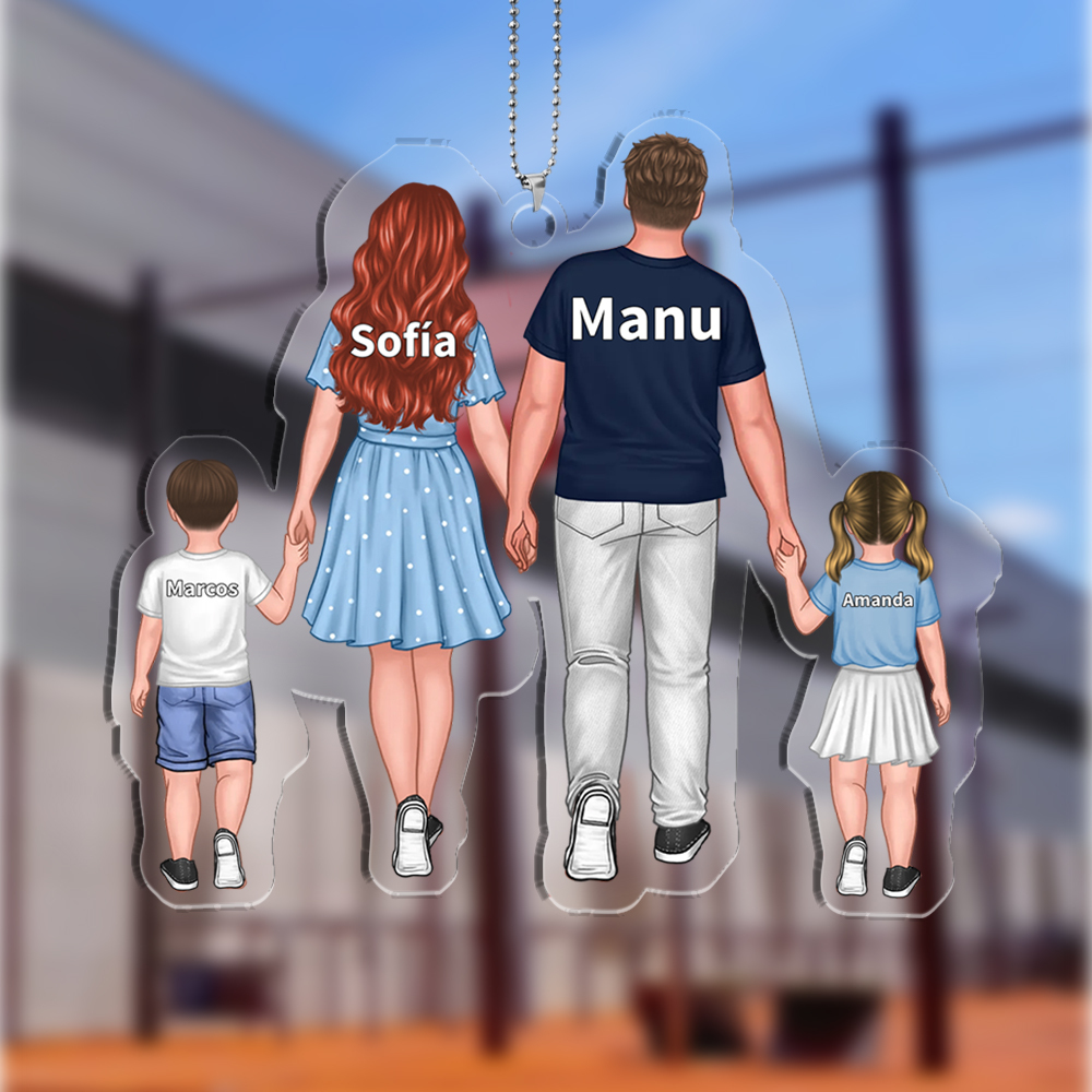 Llavero de acrílico papá, mamá y niños mano con manitos 2-10 nombres y personajes personalizados-Jessemade ES