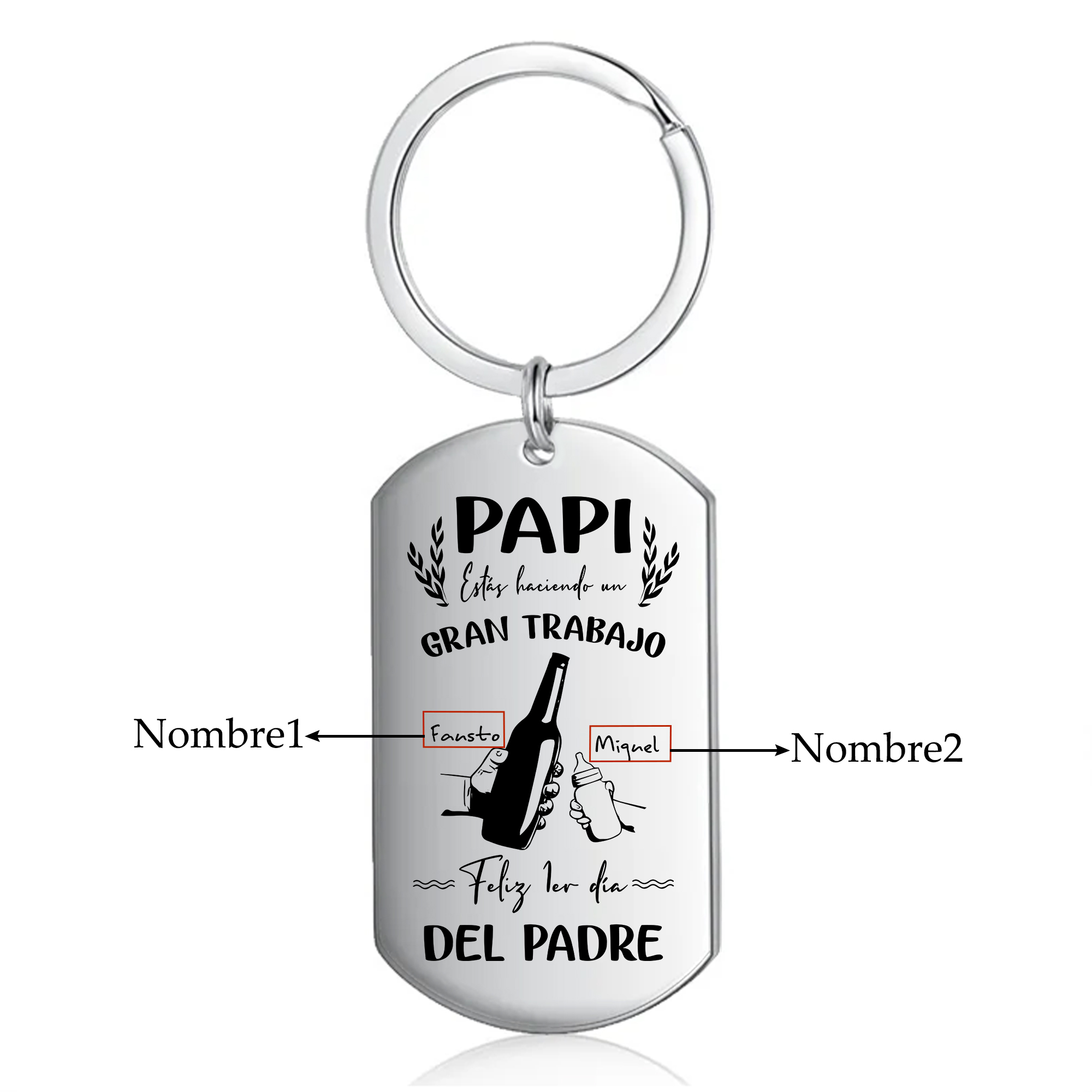 A mi papá-Llavero Personalizado El 1er Día del PADRE 2 Nombres-Jessemade ES