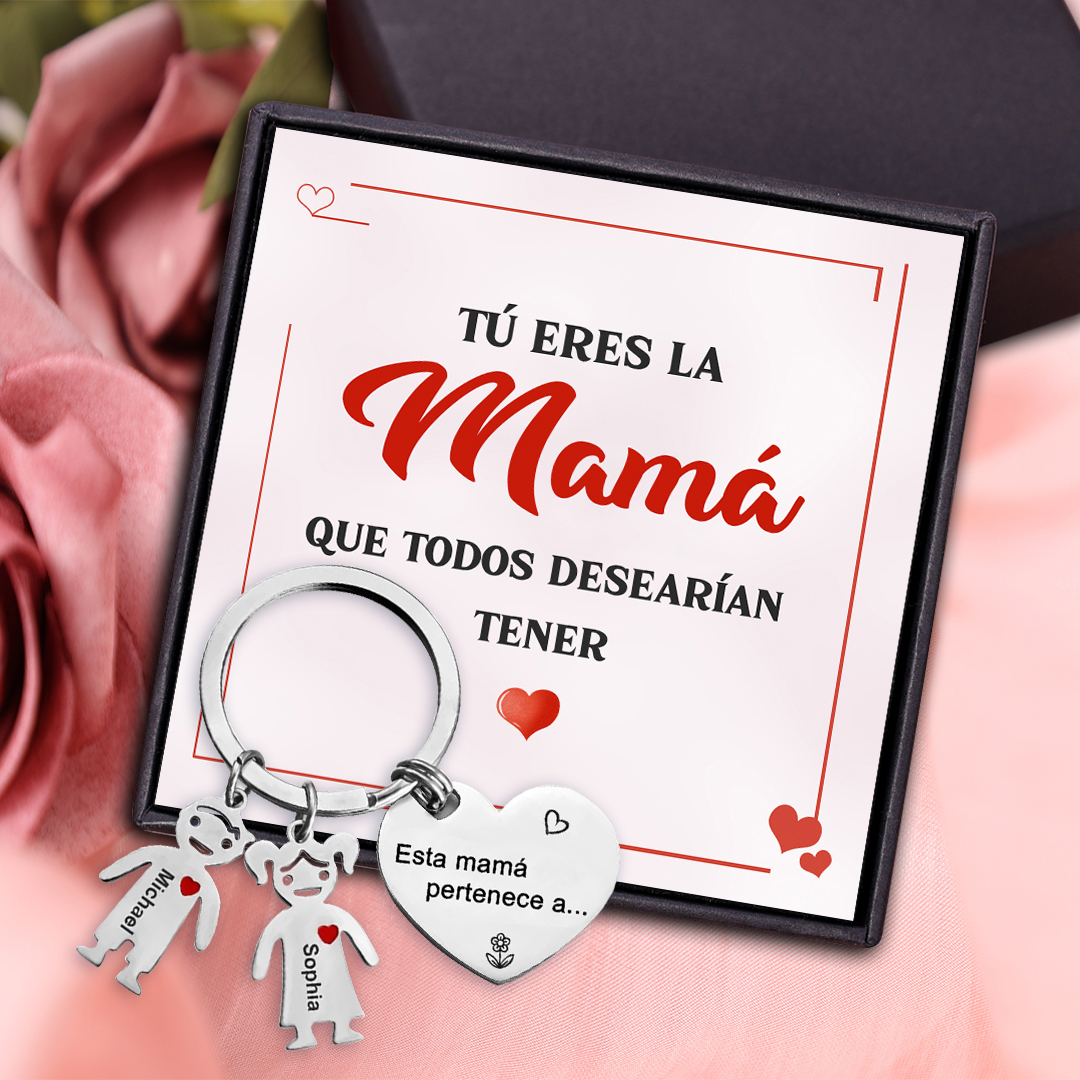 A mi mamá - Llavero con 2 nombres personalizados en "niños"-Jessemade ES