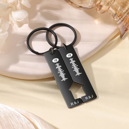 Llavero con casa encajada para pareja código de Spotify 2 letras personalizadas-Jessemade ES