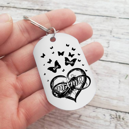 A mi mamá-Llavero 2-6 Nombres Personalizados CORAZÓN Y MARIPOSAS-Jessemade ES