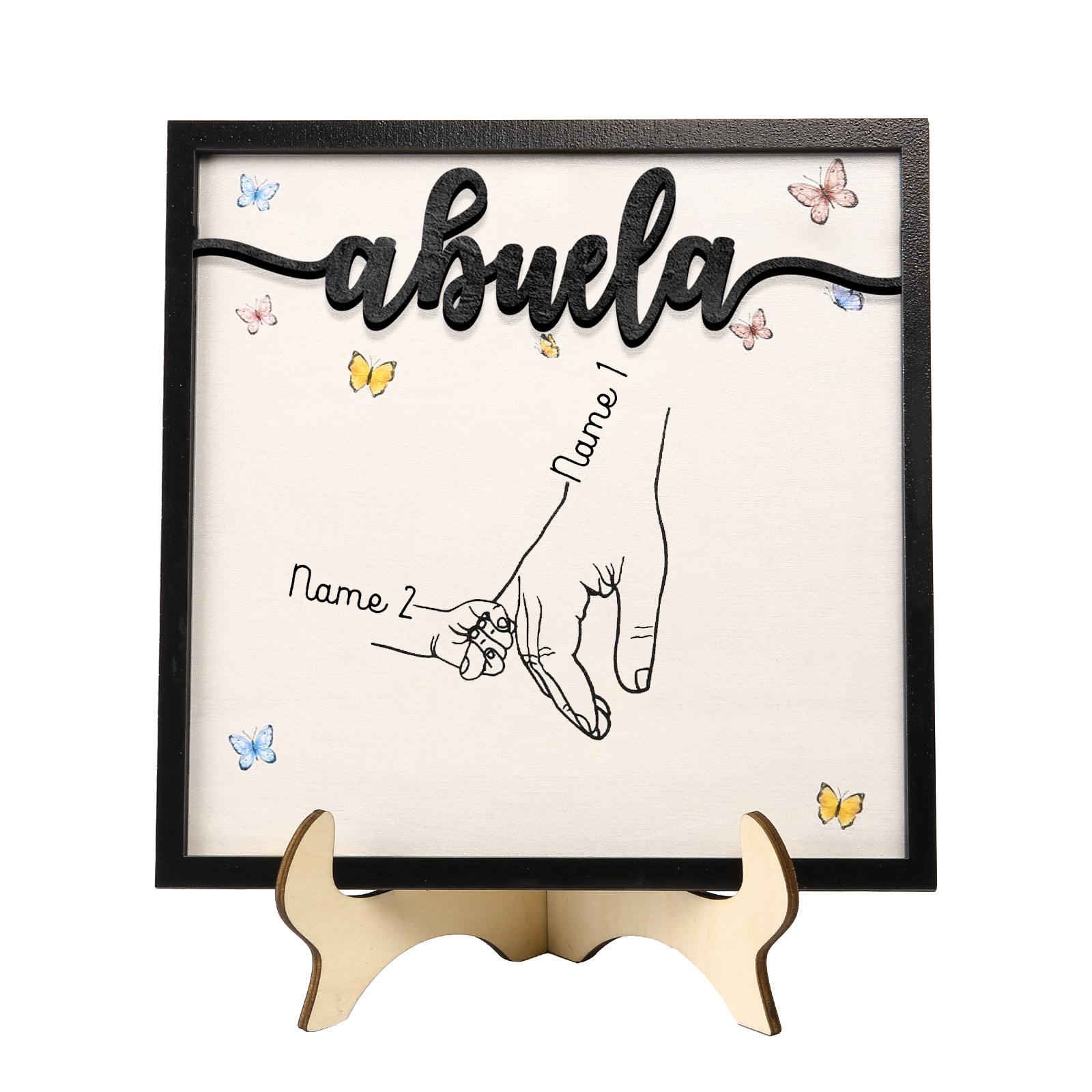 A mi abuela-Adorno 2-7 nombres personalizados decoración de madera mano con manitos-Jessemade ES