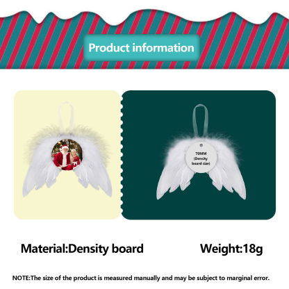 Navidad-Ornamento navideño alas de ángel con 1 foto personalizada adorno del árbol