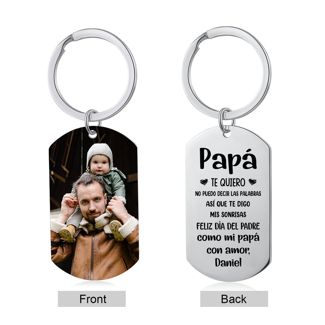 A mi papá-Llavero Personalizado FELIZ DÍA DEL PADRE 1 Nombre y 1 Foto-Jessemade ES