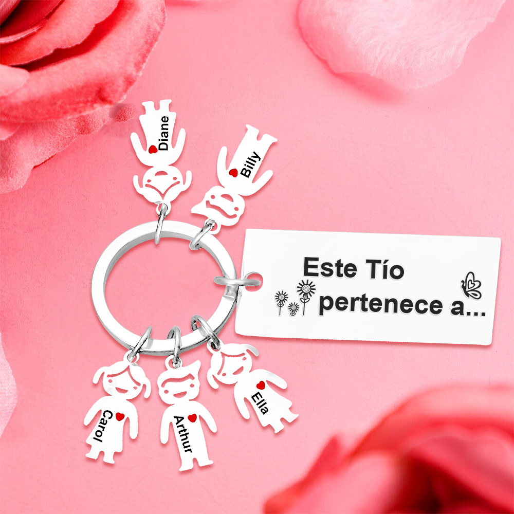 A mi tío - Llavero con 1-6 nombres personalizados en "niños" "Este Tío pertenece a..."-Jessemade ES
