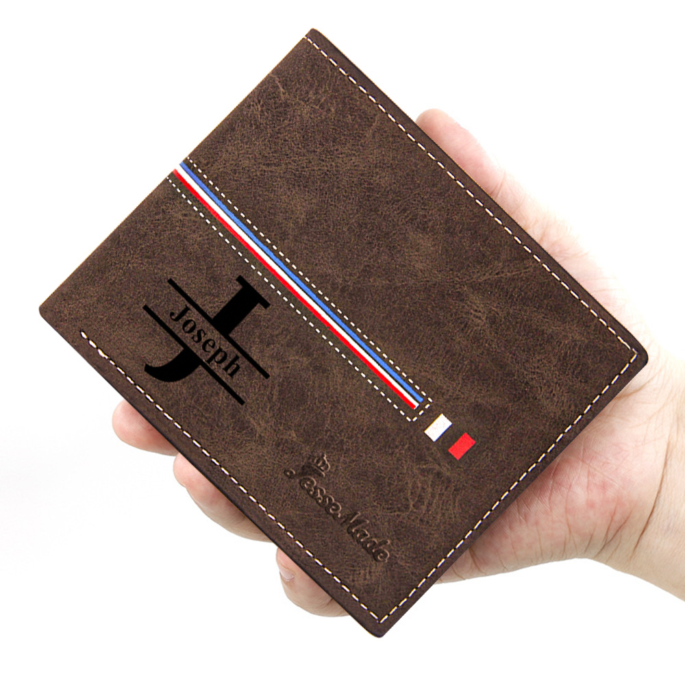 Cartera, billetera personalizada con 1 foto, 1 nombre y 1 letra monedero para hombre-Jessemade ES