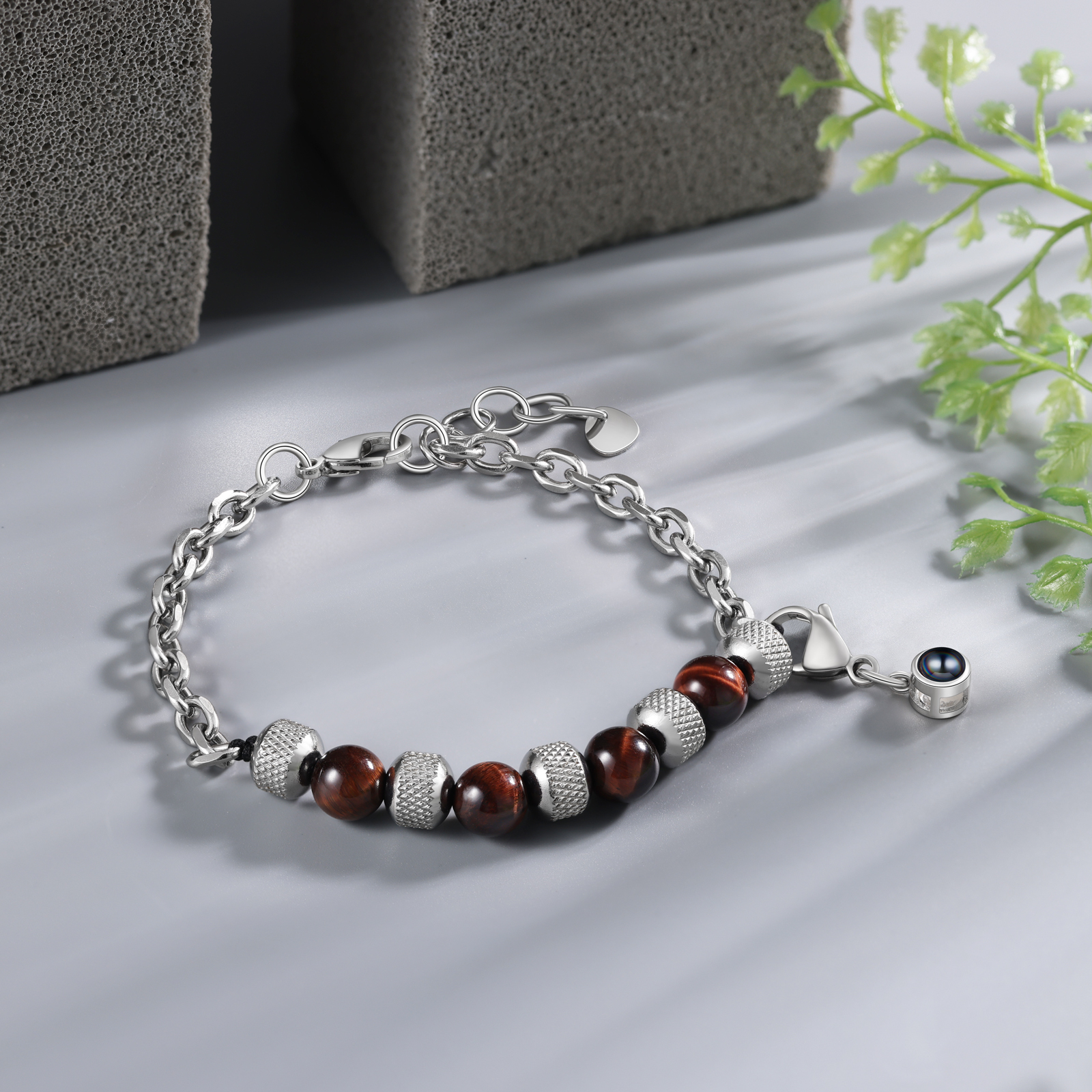 Pulsera de piedras con colgante de proyección de foto en color -Jessemade ES