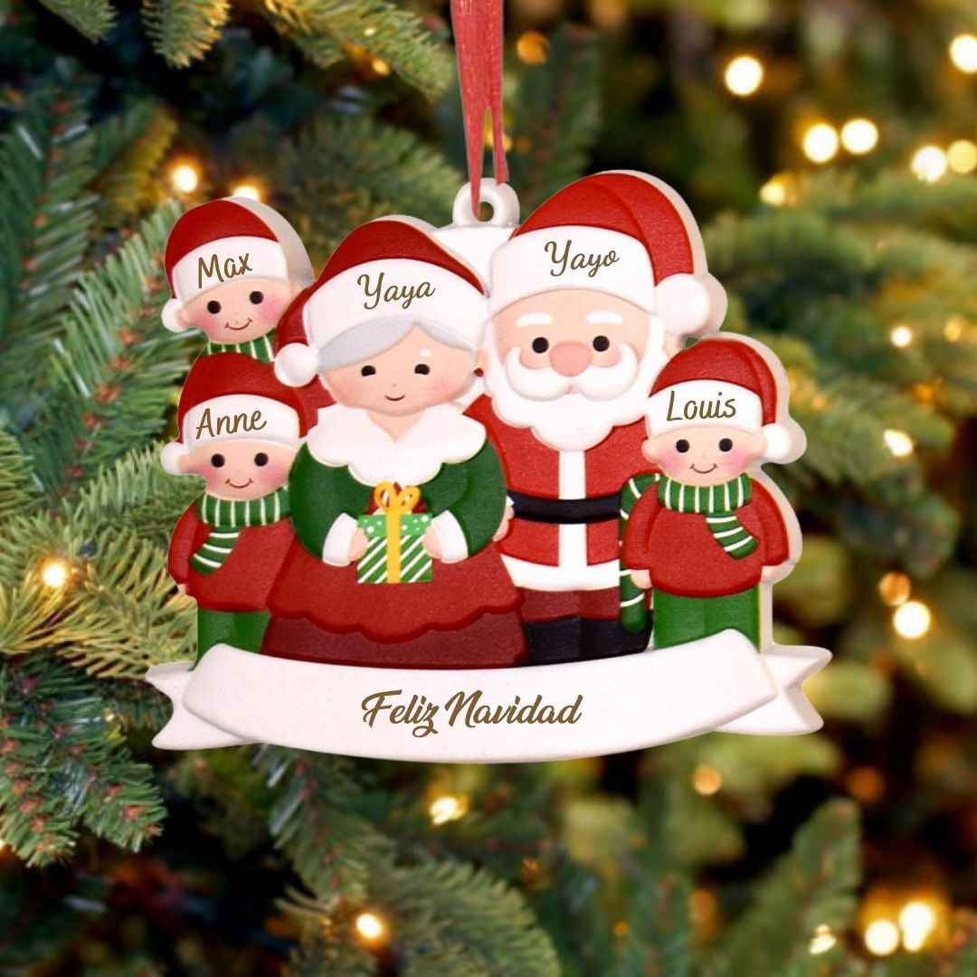 Navidad-Ornamento con muñecos de resina 5 nombres personalizados con texto adorno de árbol
