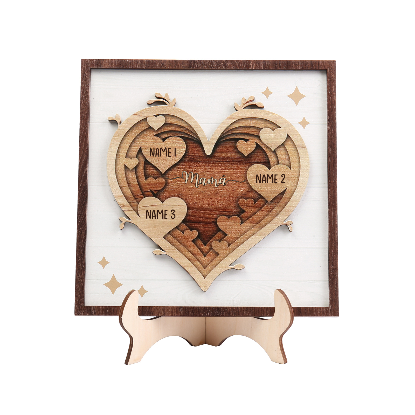 A mi mamá-Adorno 2-6 nombres personalizados decoración de madera de corazón-Jessemade ES