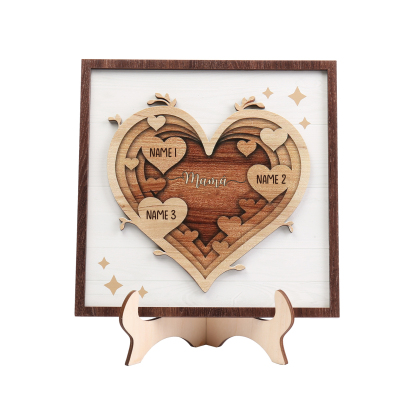 A mi mamá-Adorno 2-6 nombres personalizados decoración de madera de corazón-Jessemade ES
