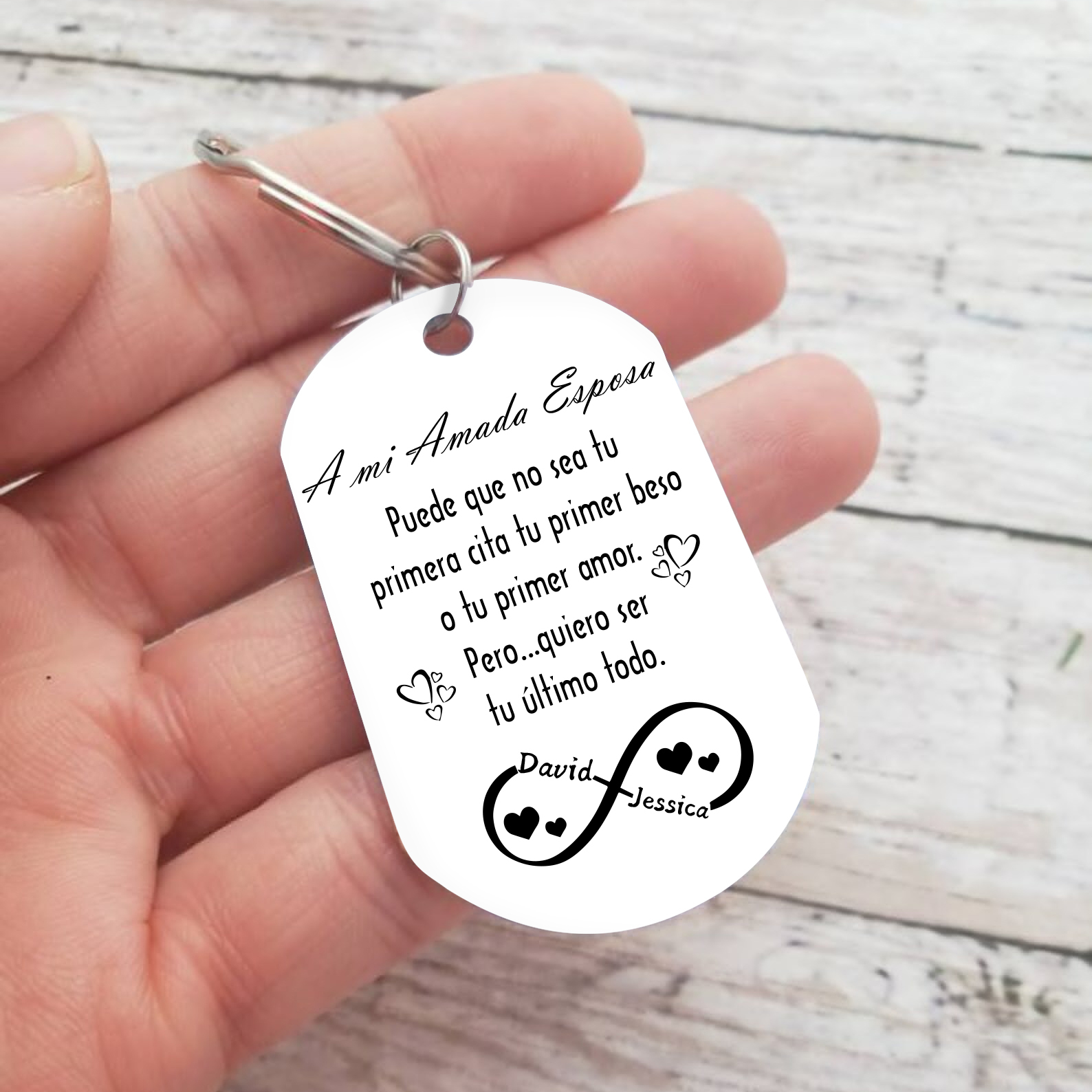 Llavero a mi esposa para pareja "Quiero ser tu último todo" 2 nombres personalizados-Jessemade ES