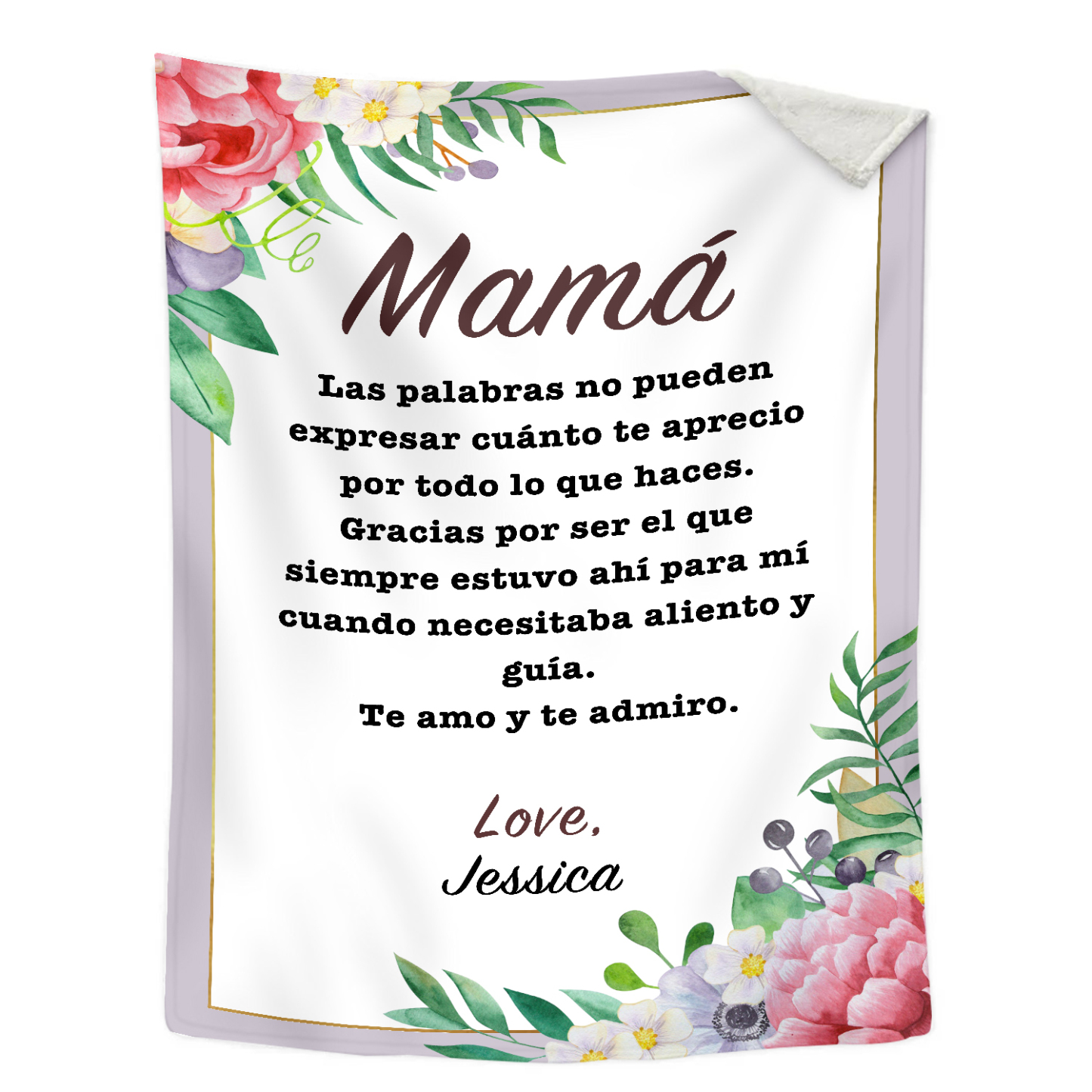 A mi mamá-Manta de buen calidad con frase amoroso y personalizada con 1 nombre-Jessemade ES