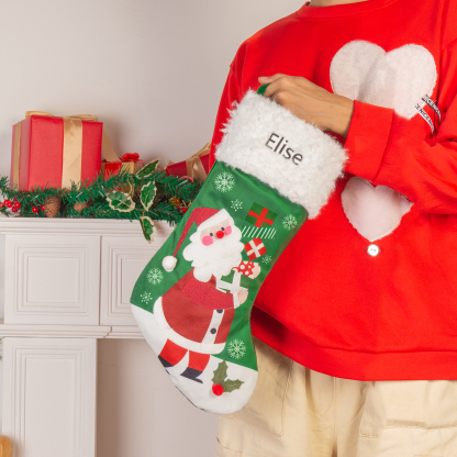 Adornos de medias navideñas de muñecos Bolsa de regalo 1 Nombre personalizado-Jessemade ES