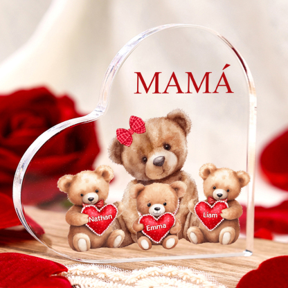 A mi mamá/abuela-Placa de acrílico "Nosotros" en forma de corazón 3 nombres y 1 texto personalizados-Jessemade ES