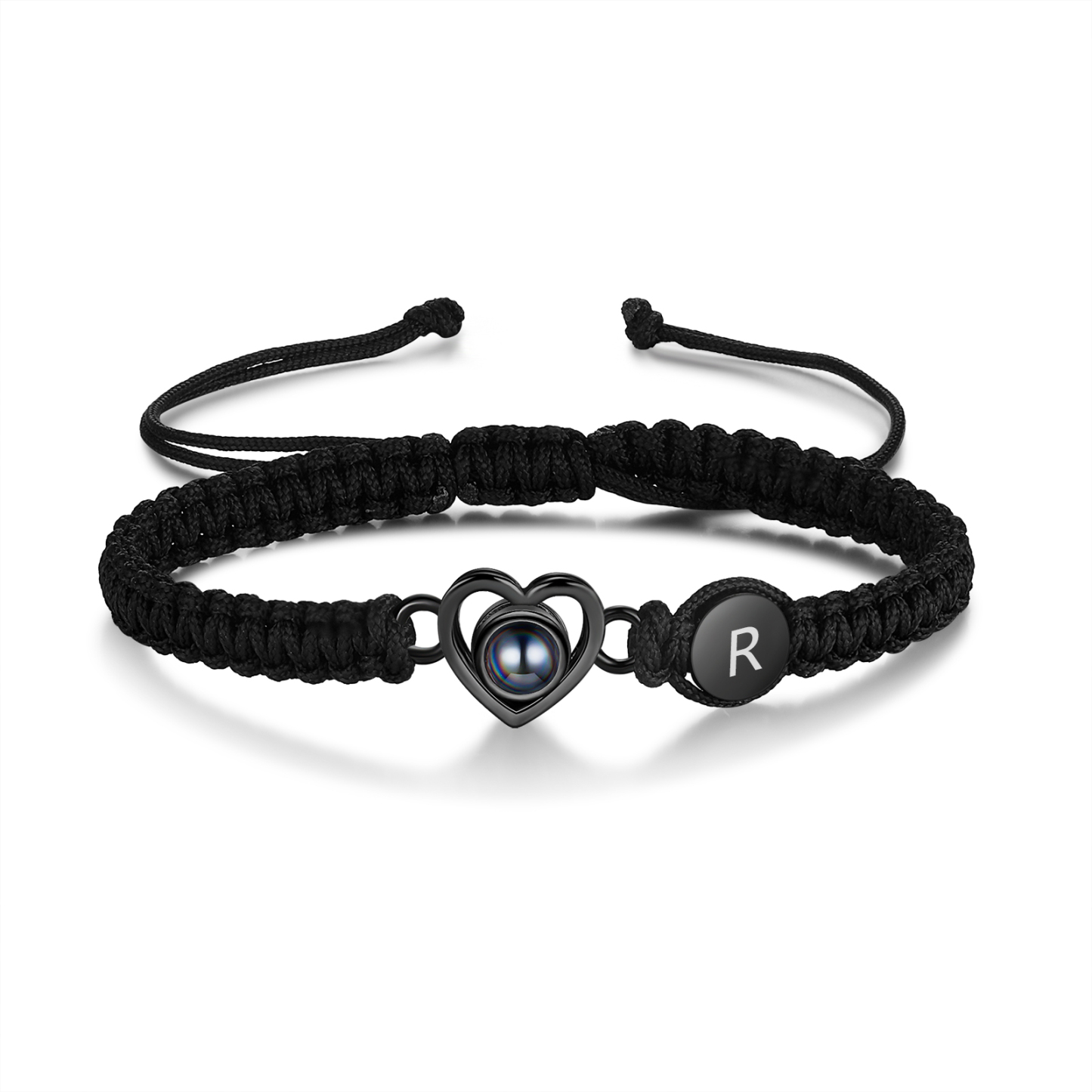 Pulsera con proyección de foto en color con dije de corazón y 2 colores de cuerda ajustable-Jessemade ES