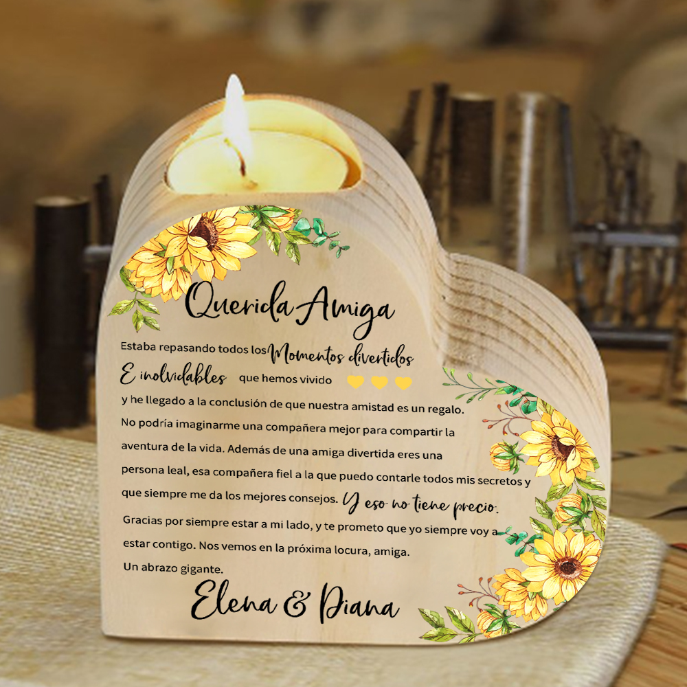 A mi amiga - Candelero de madera sin vela 1 texto personalizado-Jessemade ES
