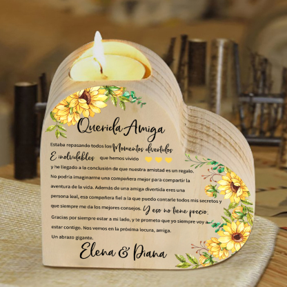 A mi amiga - Candelero de madera sin vela 1 texto personalizado-Jessemade ES