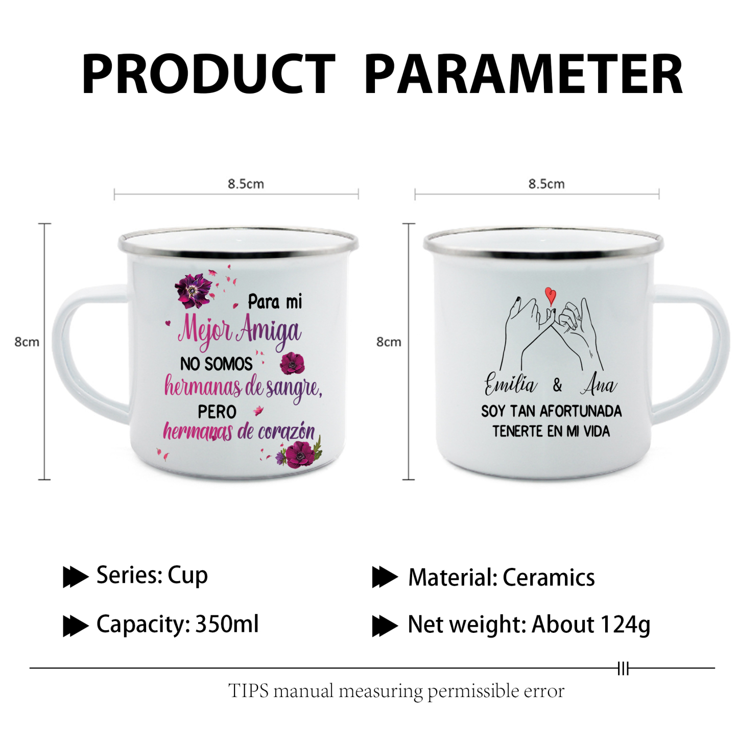 Taza para amigas pinky swear 2 nombres personalizados-Jessemade ES