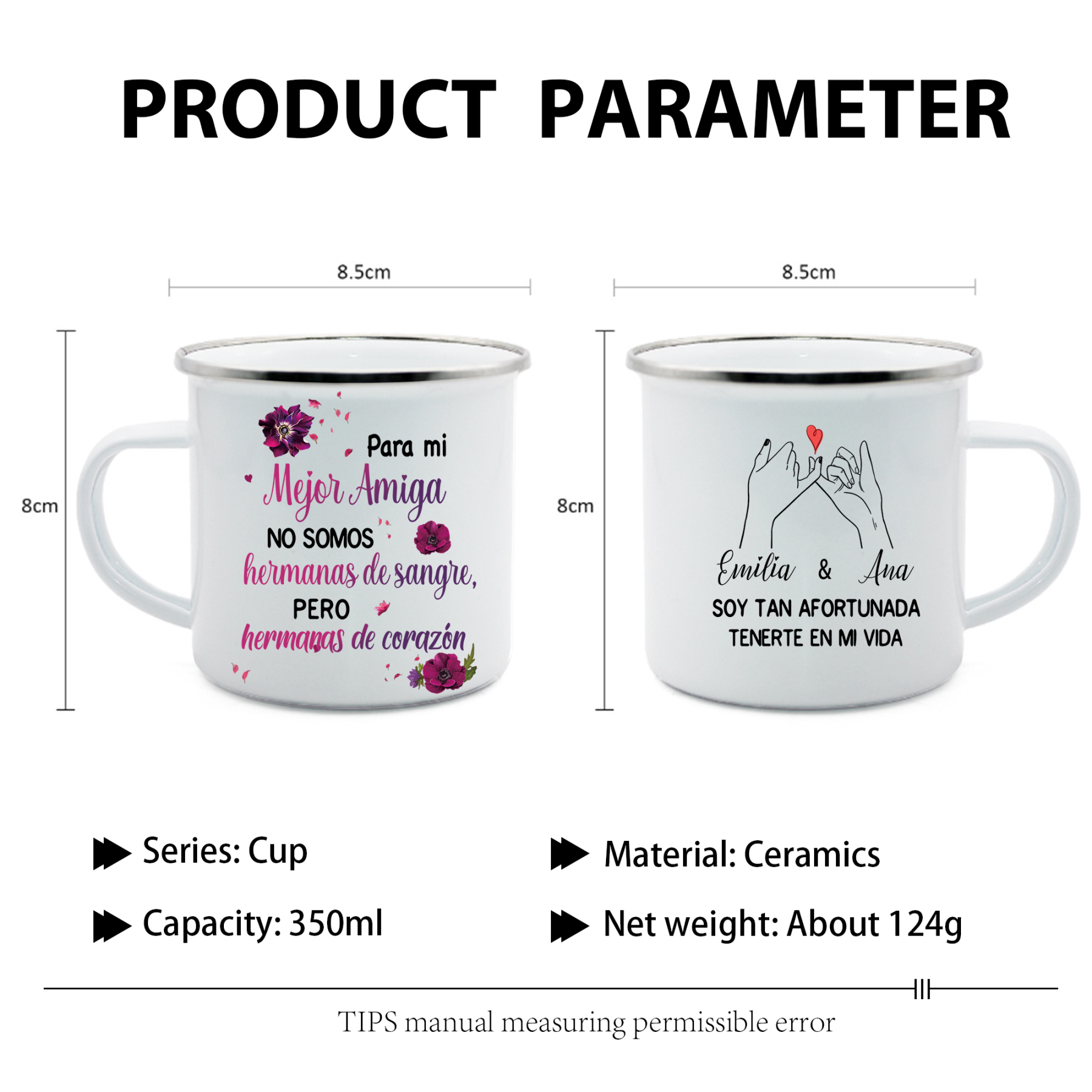 Taza para amigas pinky swear 2 nombres personalizados-Jessemade ES