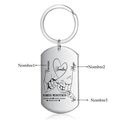 A familia-Llavero 2-6 Nombres Personalizados MANOS COGIDAS-Jessemade ES