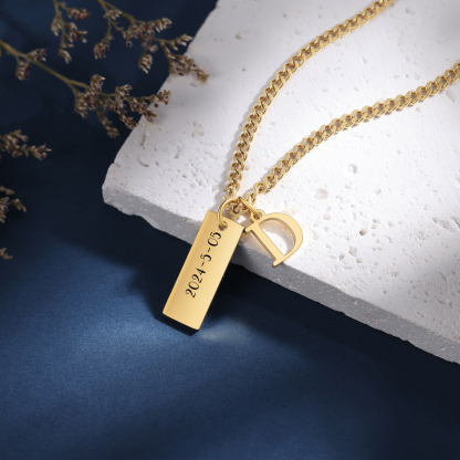 Collar de placa personalizado con 1 letra y 1 nombre para hombre-Jessemade ES
