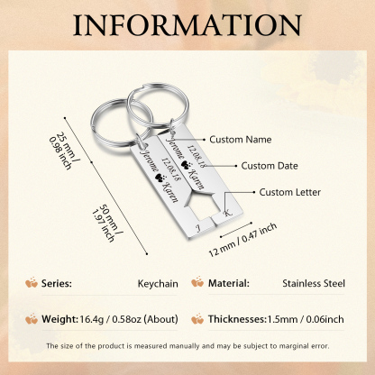 A mi querido-Llavero con casa encajada para pareja 2 nombres, 2 letras personalizadas con fecha-Jessemade ES