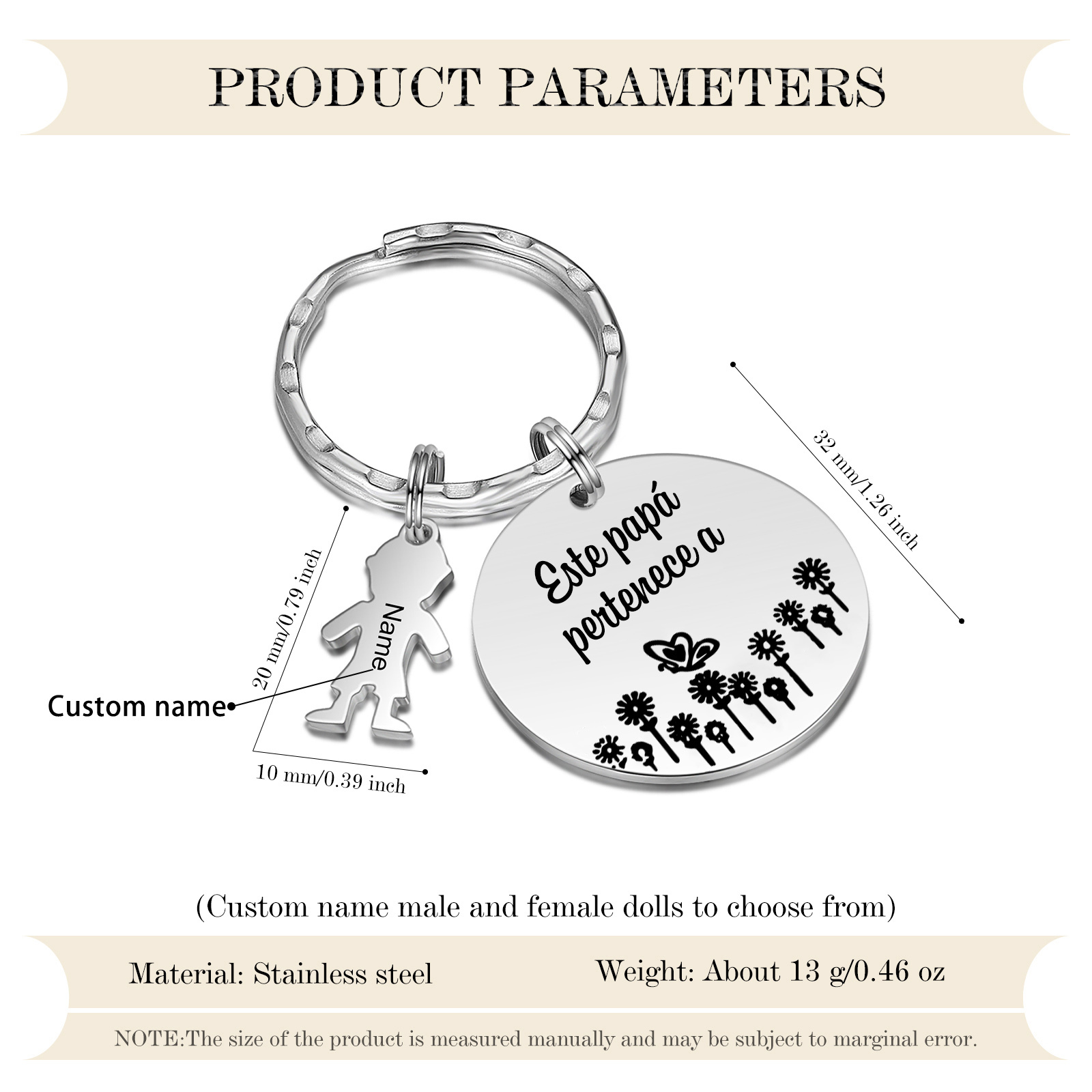 A mi papá - Llavero con 1-5 nombre personalizado en "niños"-Jessemade ES