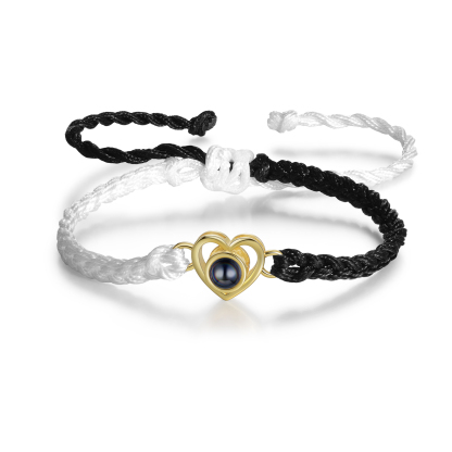 Pulsera de cuerda con proyección de foto en color con dije de corazón pulsera ajustable-Jessemade ES
