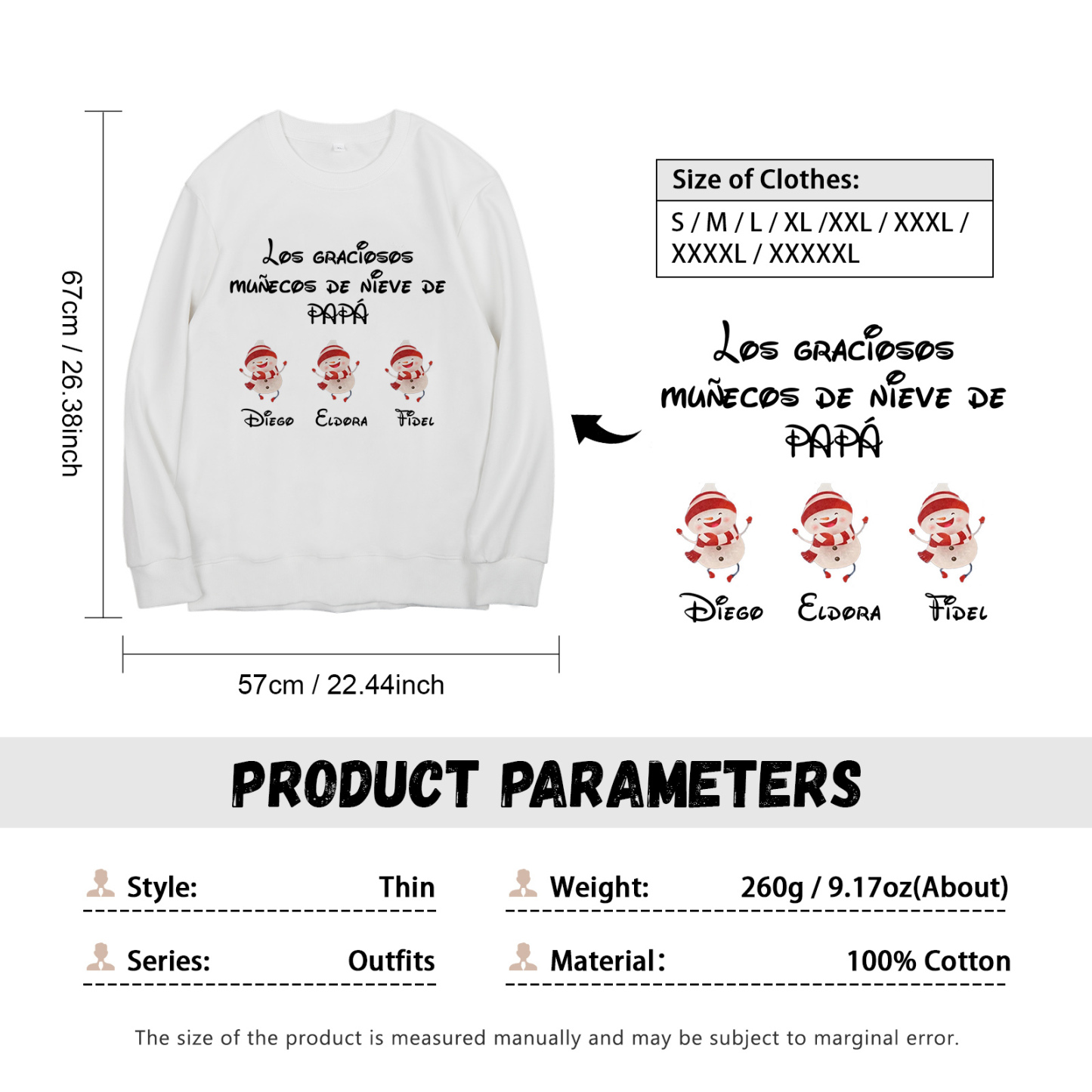 Familia-Sudadera "Muñecos de nieve" 4 nombres personalizados-Jessemade ES