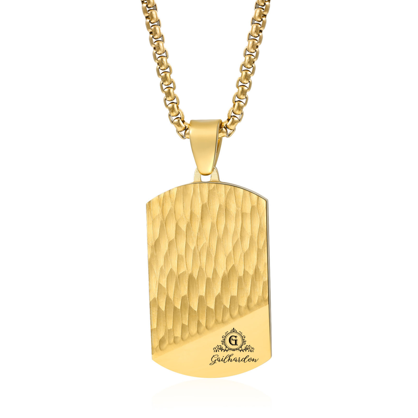 Collar de placa personalizado con 1 nombre, 1 letra y 1 texto en la trasera para hombre-Jessemade ES