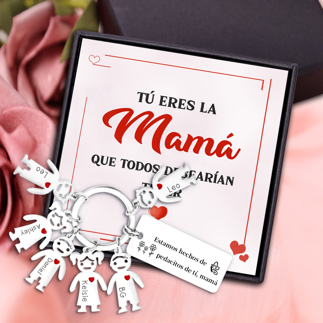 A mi mamá - Llavero 1-6 Nombres Personalizado con Charms de Niños-Jessemade ES