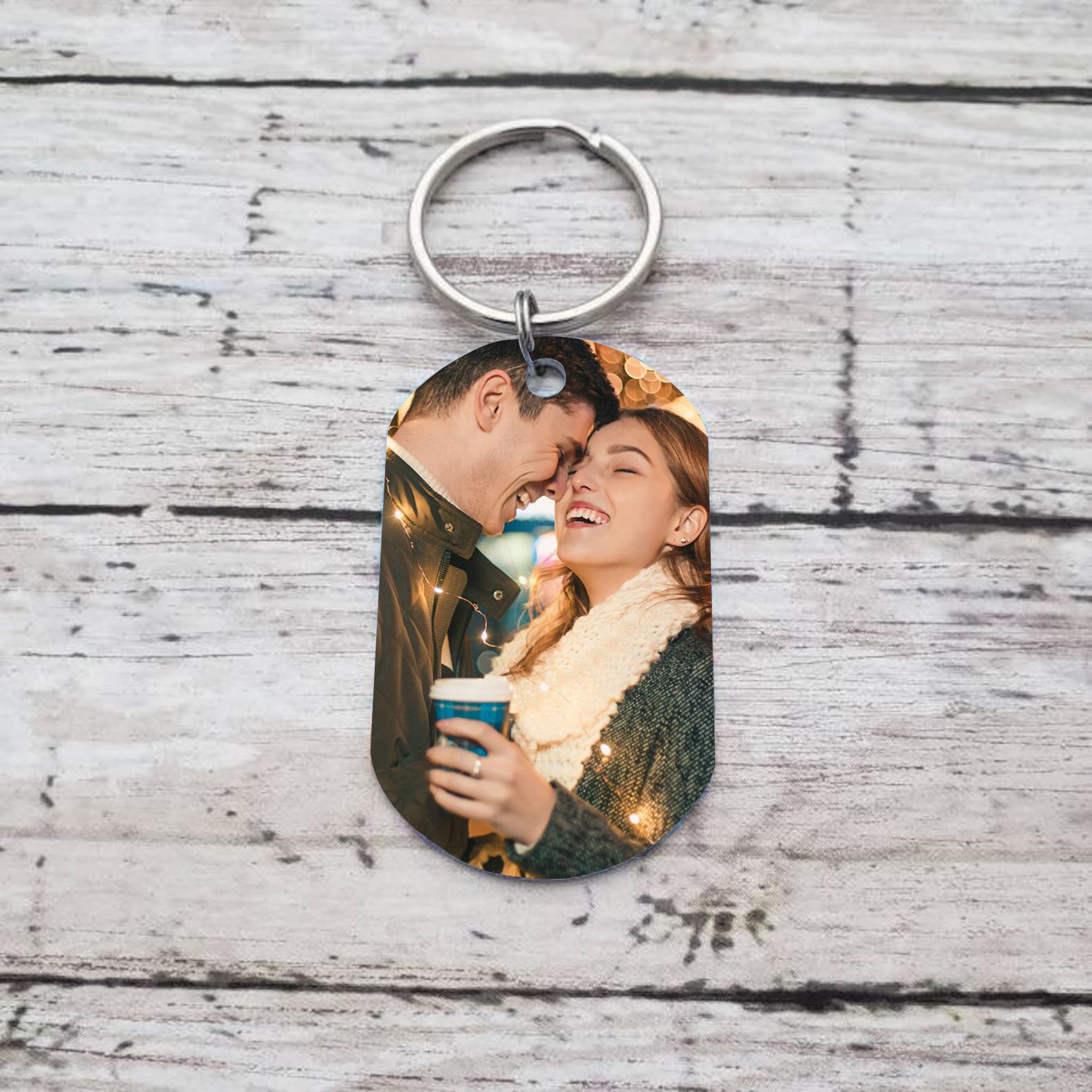 Llavero personalizado con 2 nombres y 1 foto para pareja-Jessemade ES