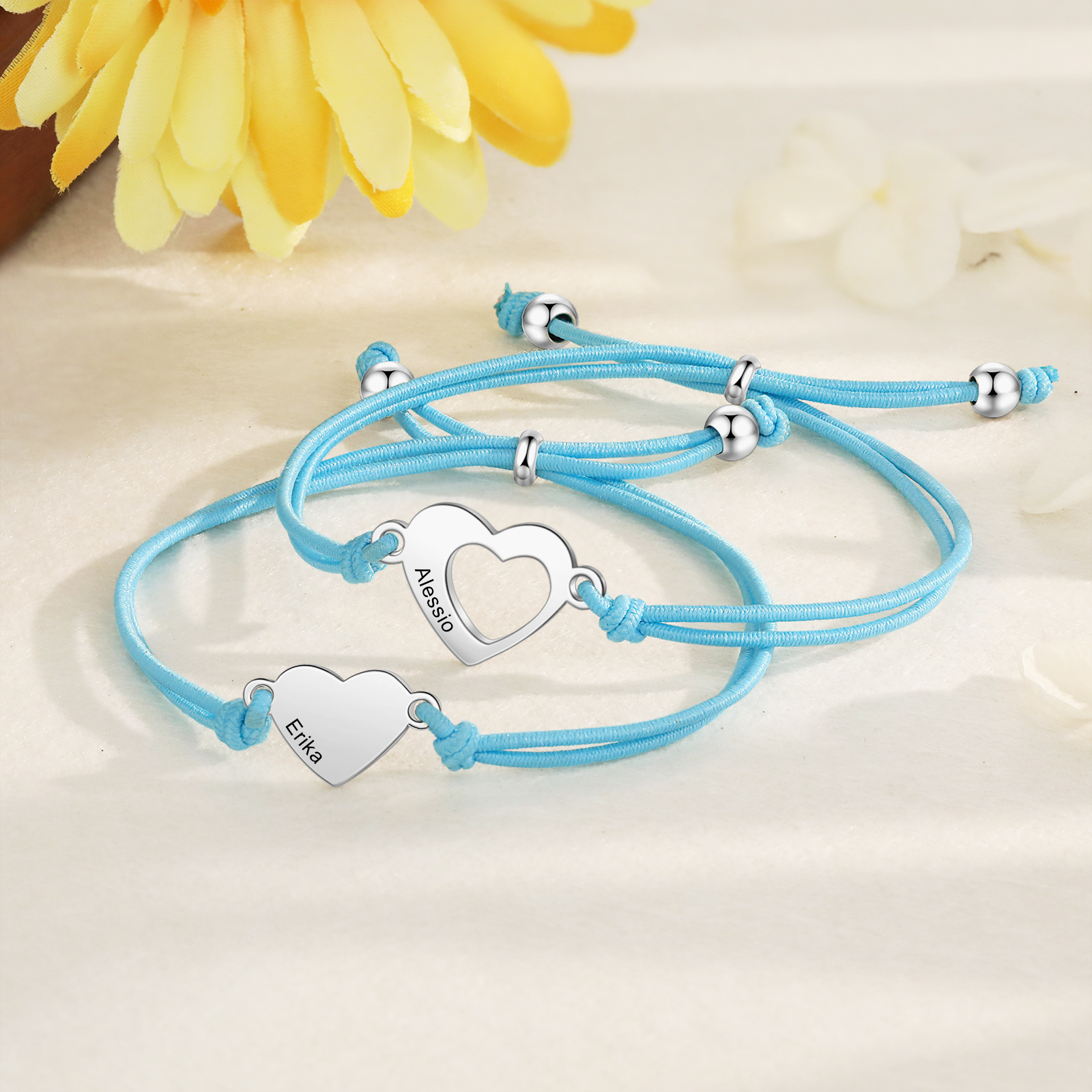 Unidad de pulseras ajustables con 2 nombres personalizados - Regalos de regreso a la escuela