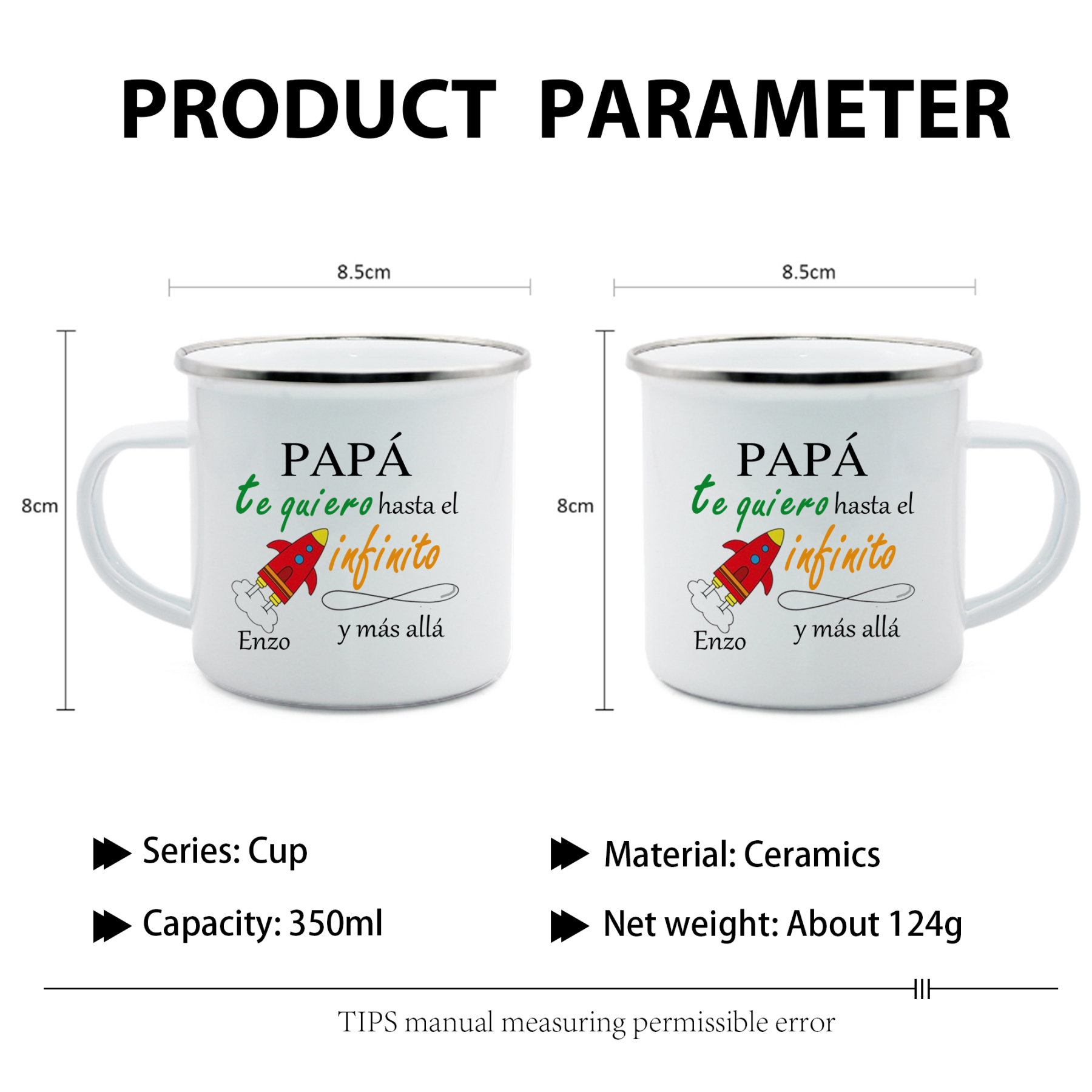 Taza para papá con 1 nombre personalizado-Jessemade ES