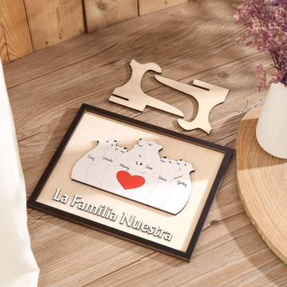 A familia-Adorno 2-6 nombres personalizados decoración de madera familia de canguros-Jessemade ES