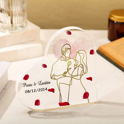 Placa de acrílico en forma de corazón con fecha y 2 nombres personalizados-Jessemade ES