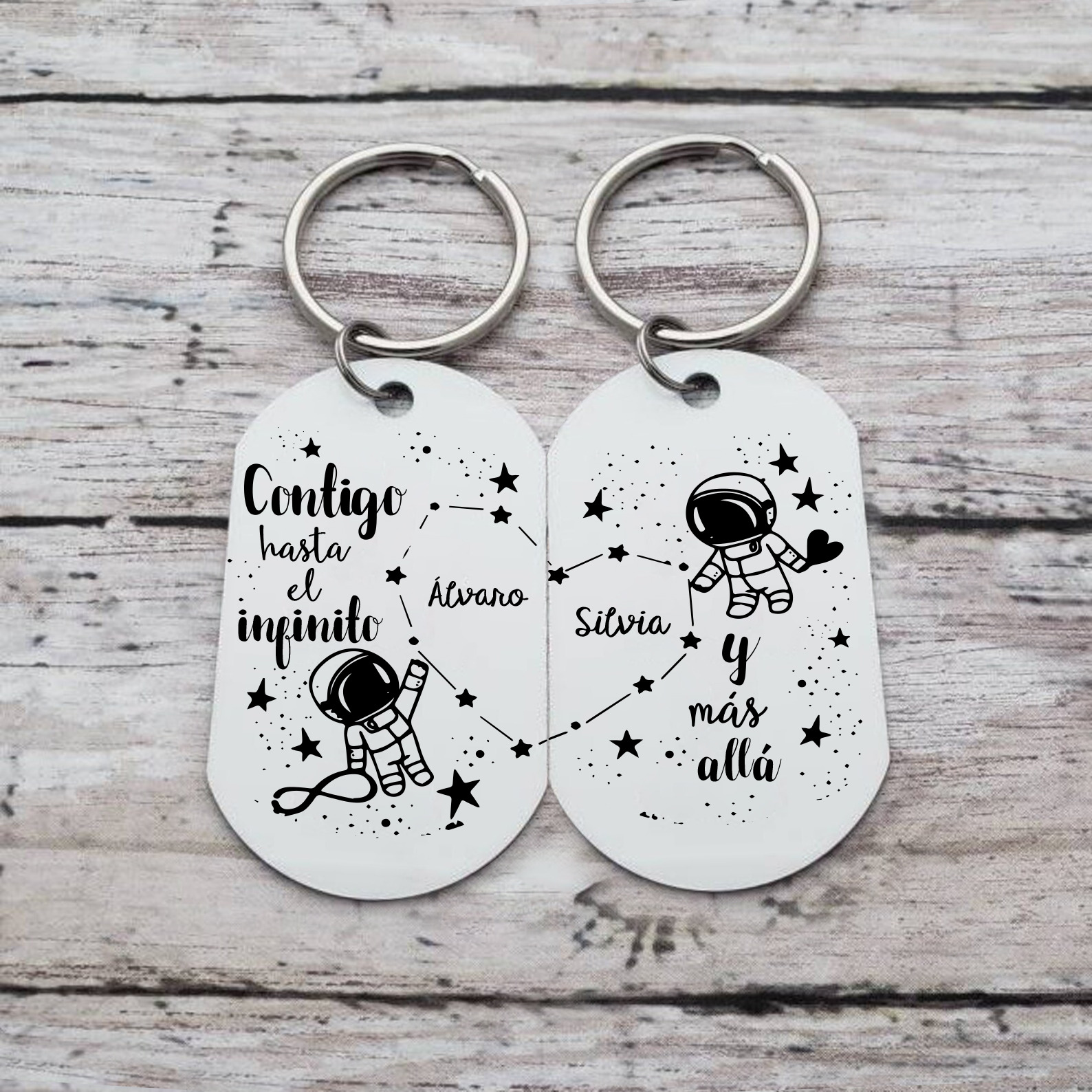 Llavero personalizado con 2 nombres para pareja unidad de llaveros-Jessemade ES