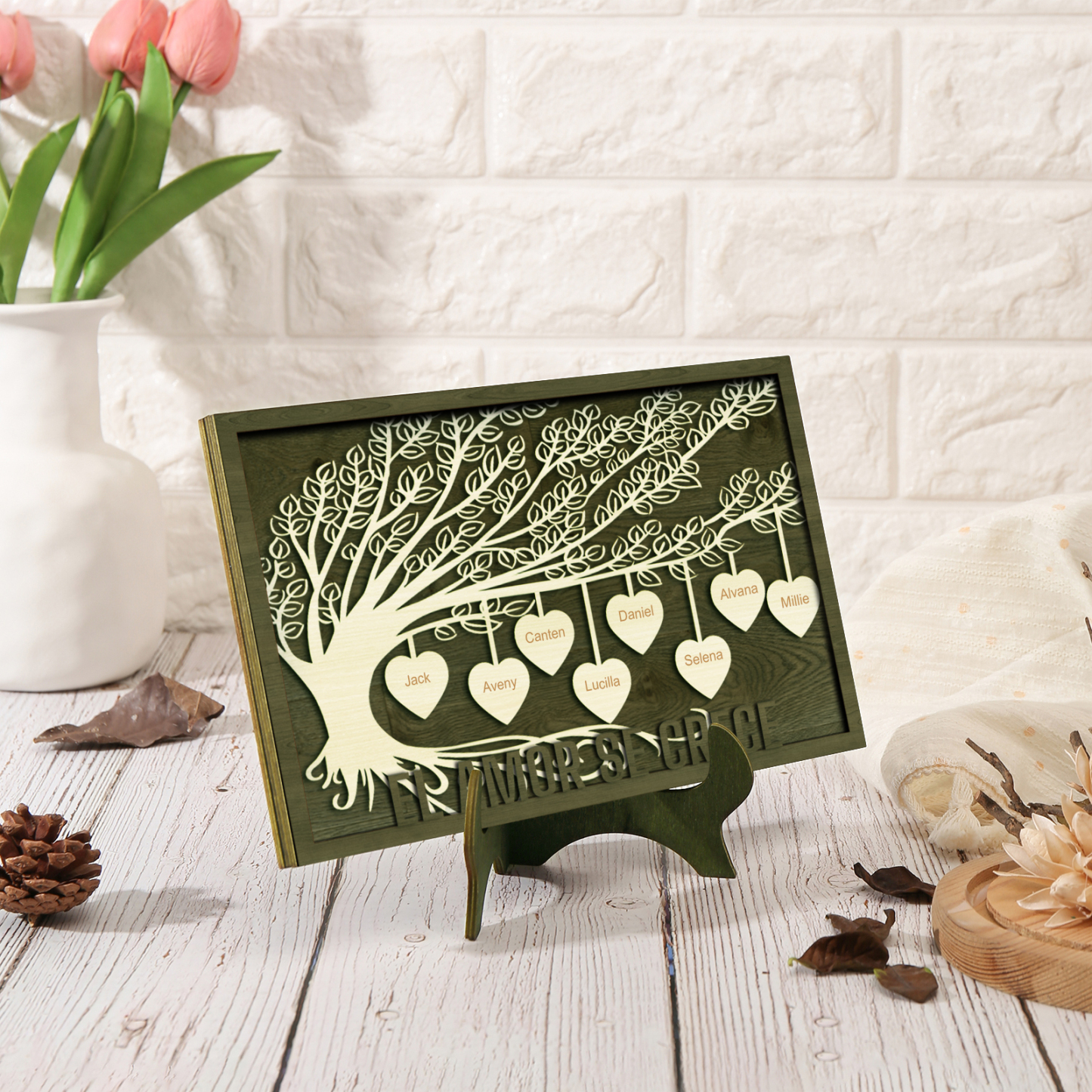 A mi mamá/abuela-Adorno 2-8 nombres personalizados decoración de madera árbol de la vida-Jessemade ES