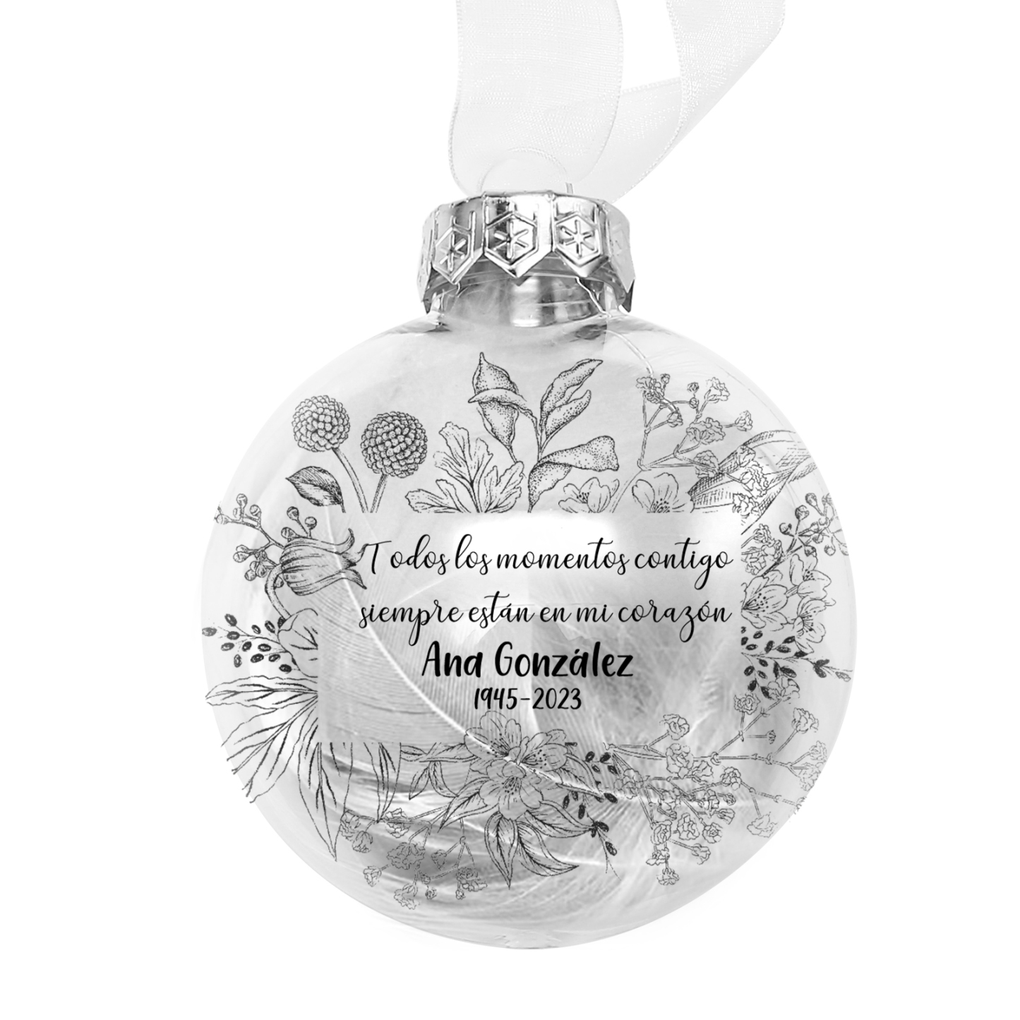 Bola navideña conmemorativa Adorno de Navidad 2 textos personalizados con pluma -Jessemade ES