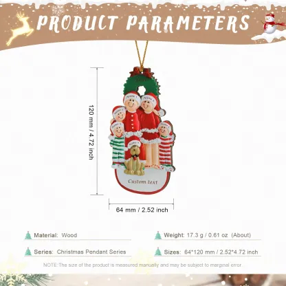 Navidad-Muñecos Ornamentos Navideños con Perro 6 Nombres y 1 Año con Texto Personalizados Adorno de Madera