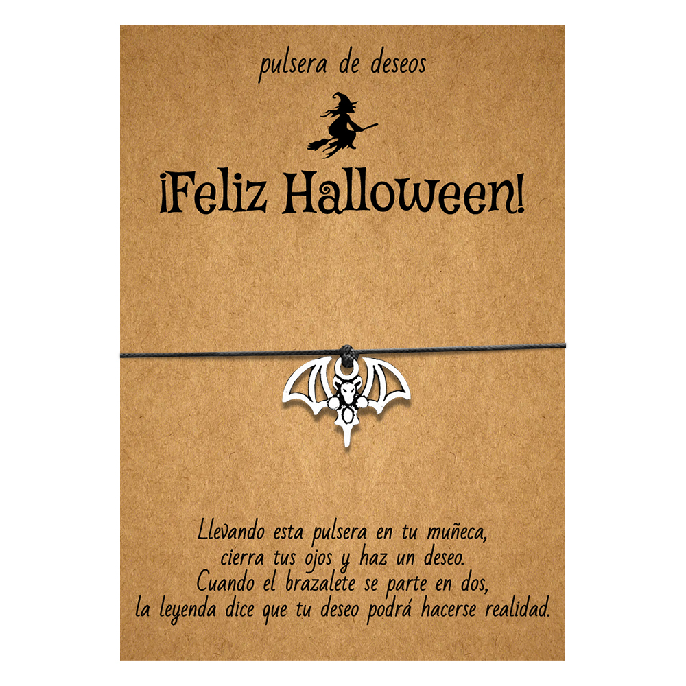 Pulsera de deseos-Unidad de pulsera y tarjeta de murciélago🦇 ¡Feliz Halloween!-Jessemade ES