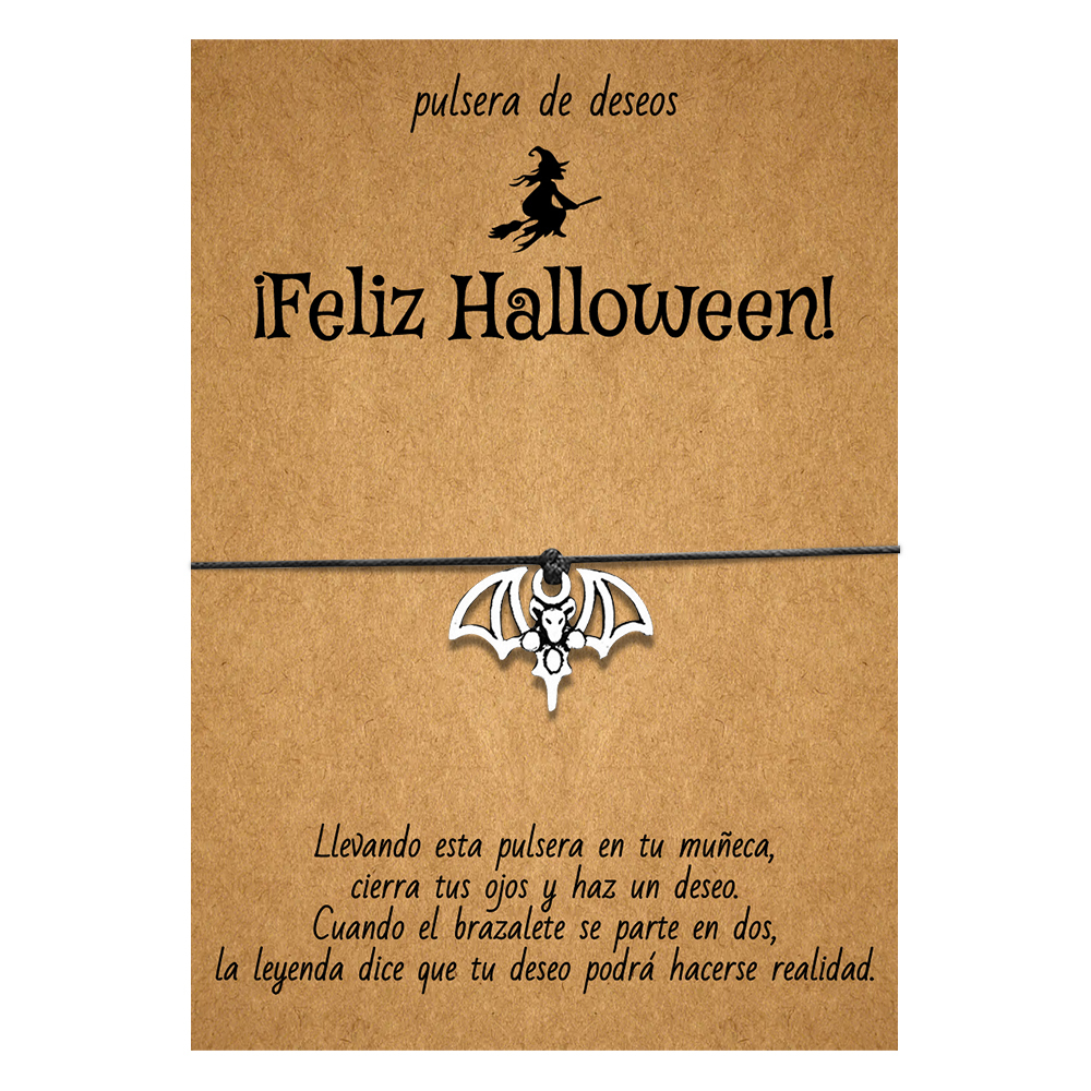 Pulsera de deseos-Unidad de pulsera y tarjeta de murciélago🦇 ¡Feliz Halloween!-Jessemade ES