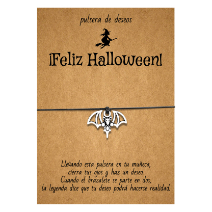 Pulsera de deseos-Unidad de pulsera y tarjeta de murciélago🦇 ¡Feliz Halloween!-Jessemade ES