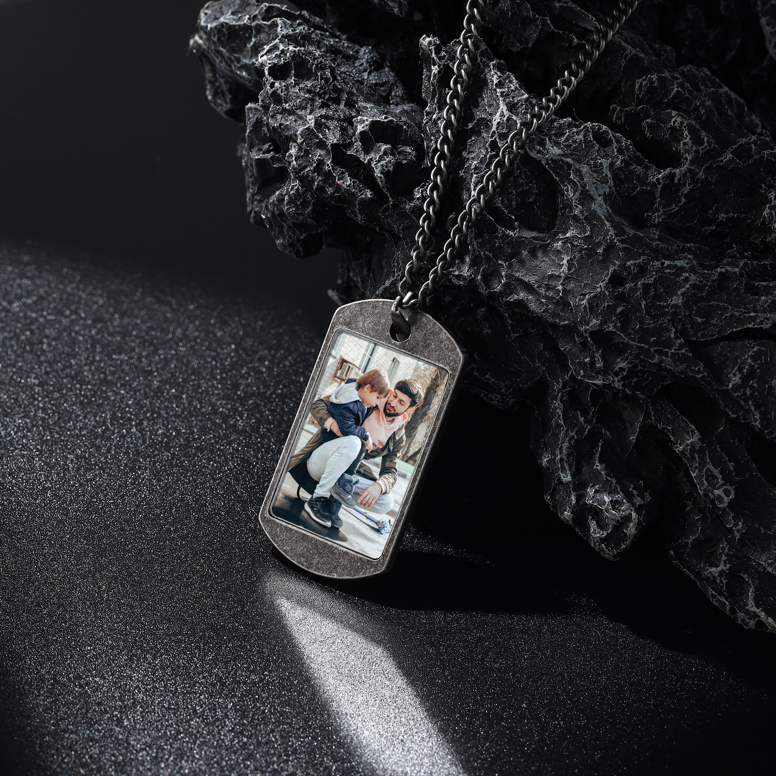 Collar personalizado con 1 foto y 1 texto para hombre-Jessemade ES