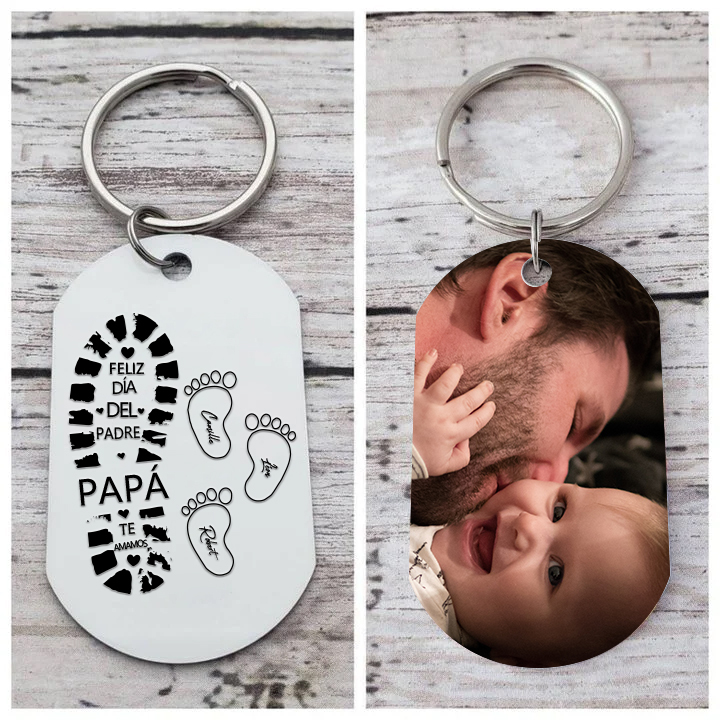 A mi papá-Unidad de llavero y pulsera con caja y tarjeta personalizados con 2 nombres-Jessemade ES