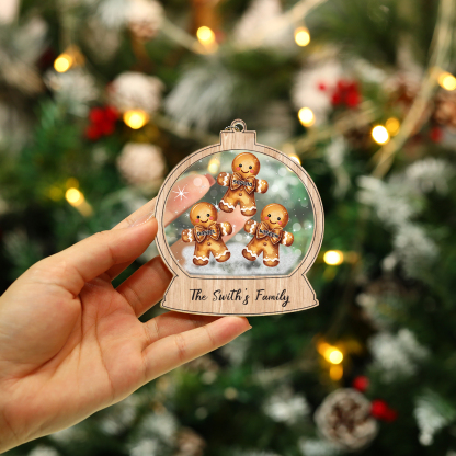 Navidad-Ornamentos Navideños de Acrílico Bola de Cristal 3 Nombres con Texto Personalizados