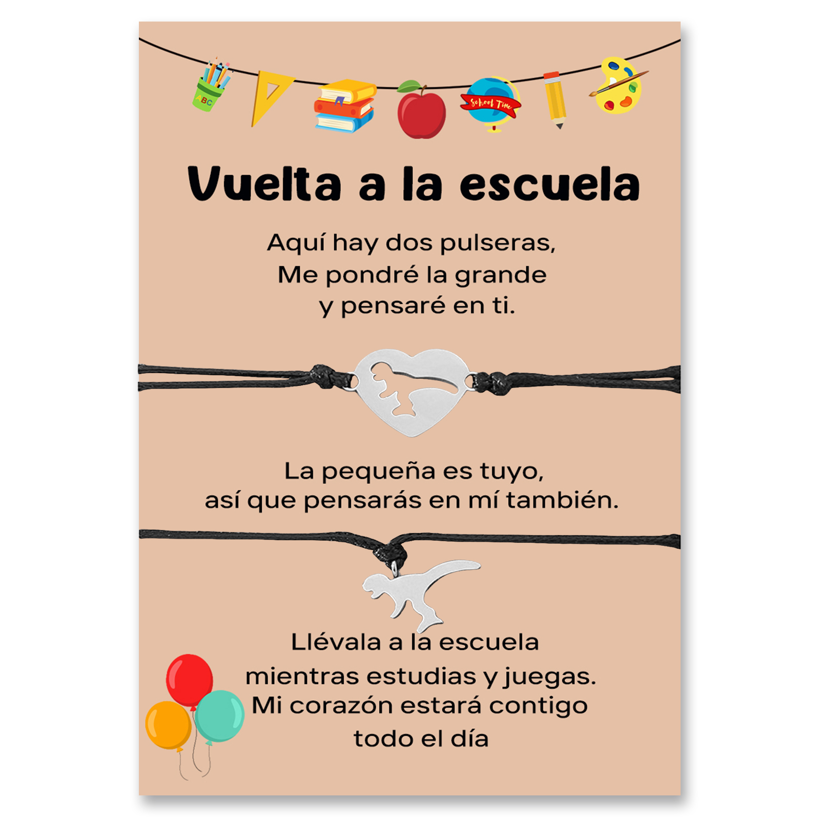 Unidad de 2 pulseras de tyannosaurus rex - Regalos de regreso a la escuela