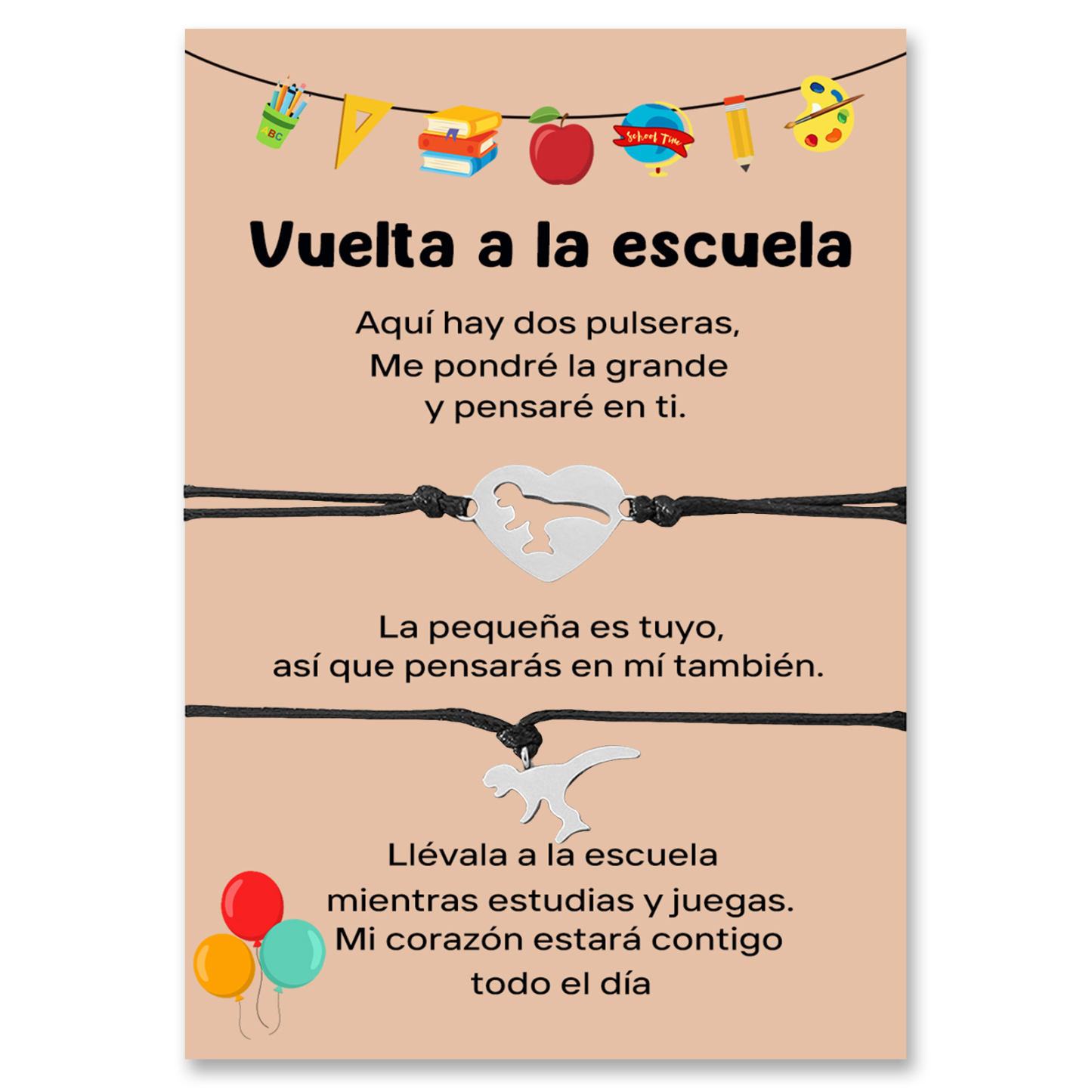 Unidad de 2 pulseras de tyannosaurus rex - Regalos de regreso a la escuela